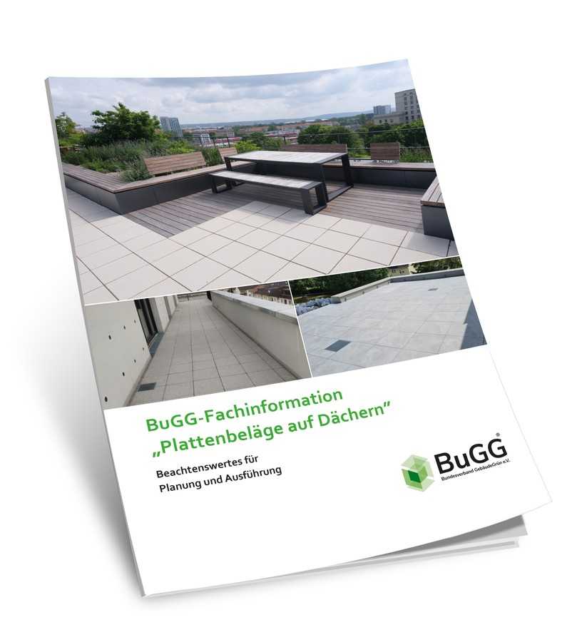 Die neue BuGG-Fachinformation „Plattenbeläge auf Dächern“ ist als praxisorientiertes Hilfsmittel konzipiert. | Foto: Bundesverband GebäudeGrün Die neue BuGG-Fachinformation „Plattenbeläge auf Dächern“ ist als praxisorientiertes Hilfsmittel konzipiert. | Foto: Bundesverband GebäudeGrün