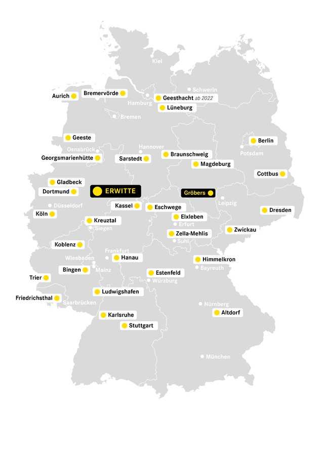 Durch die hinzugewonnenen Niederlassungen im Norden, Osten und Westen Deutschlands ist Schlüter für Baumaschinen nun deutschlandweit näher an den Kunden. | Foto: Schlüter Baumaschinen