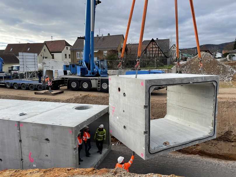 14 Rahmenelemente aus Stahlbeton bilden das 328m3 Stauraumbecken. | Foto: Finger Baustoffe