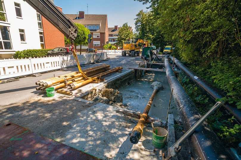 Von der Zielgrube aus erfolgen die Aufweitungen des Bohrloches in Richtung der Startgrube. | Foto: Dirk Balzer, Stadtnetze Münster GmbH