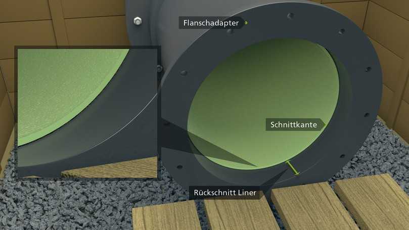 Abbildung 4: Liner-Rückschnitt im zuvor aufgebrachten Flanschadapter | Foto: Saertex multiCom