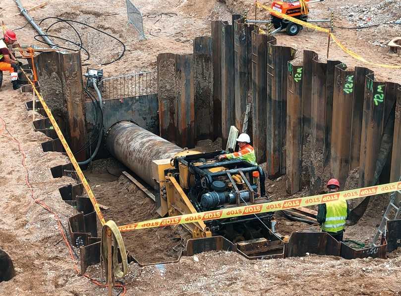 Einbringen des Stahlschutzrohres auf HDD1 mittels Bohrpressverfahren | Foto: LMR Drilling