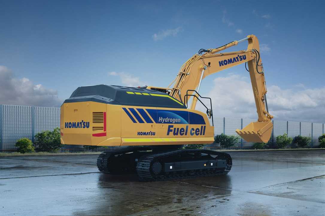 Komatsu plant Hydraulikbagger und Muldenkipper mit Wasserstoff-Brennstoffzelle