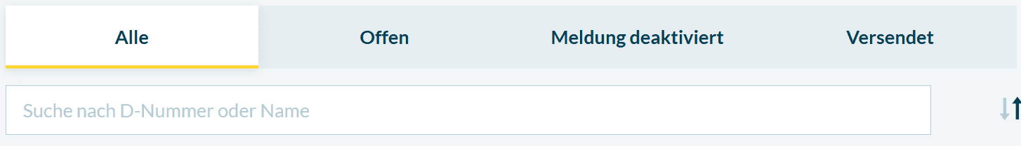 Bild 4: Registertabs in der Statistik - Verfahrensliste