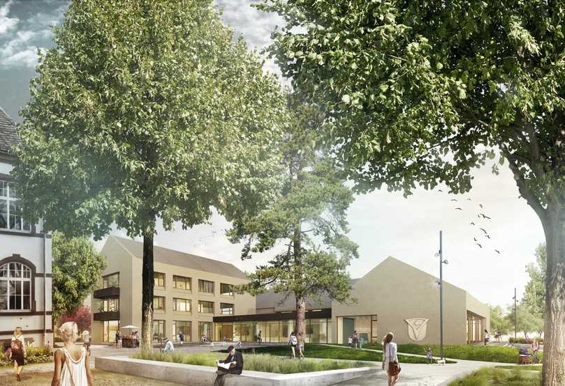Das neue Forum am Rathaus: ein Gebäudeensemble mit einer Halle für Sport, Kultur und Zusammenkünften, einer Mediathek sowie einem Verwaltungstrakt. | Foto: www.monokrom.eu Das neue Forum am Rathaus: ein Gebäudeensemble mit einer Halle für Sport, Kultur und Zusammenkünften, einer Mediathek sowie einem Verwaltungstrakt. | Foto: www.monokrom.eu